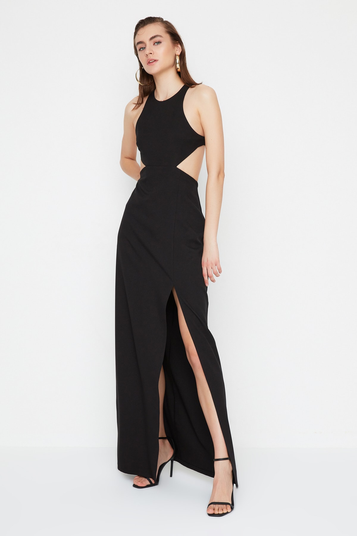 Trendyol X Sagaza Studio Black Cut Out Detailed Evening Dress