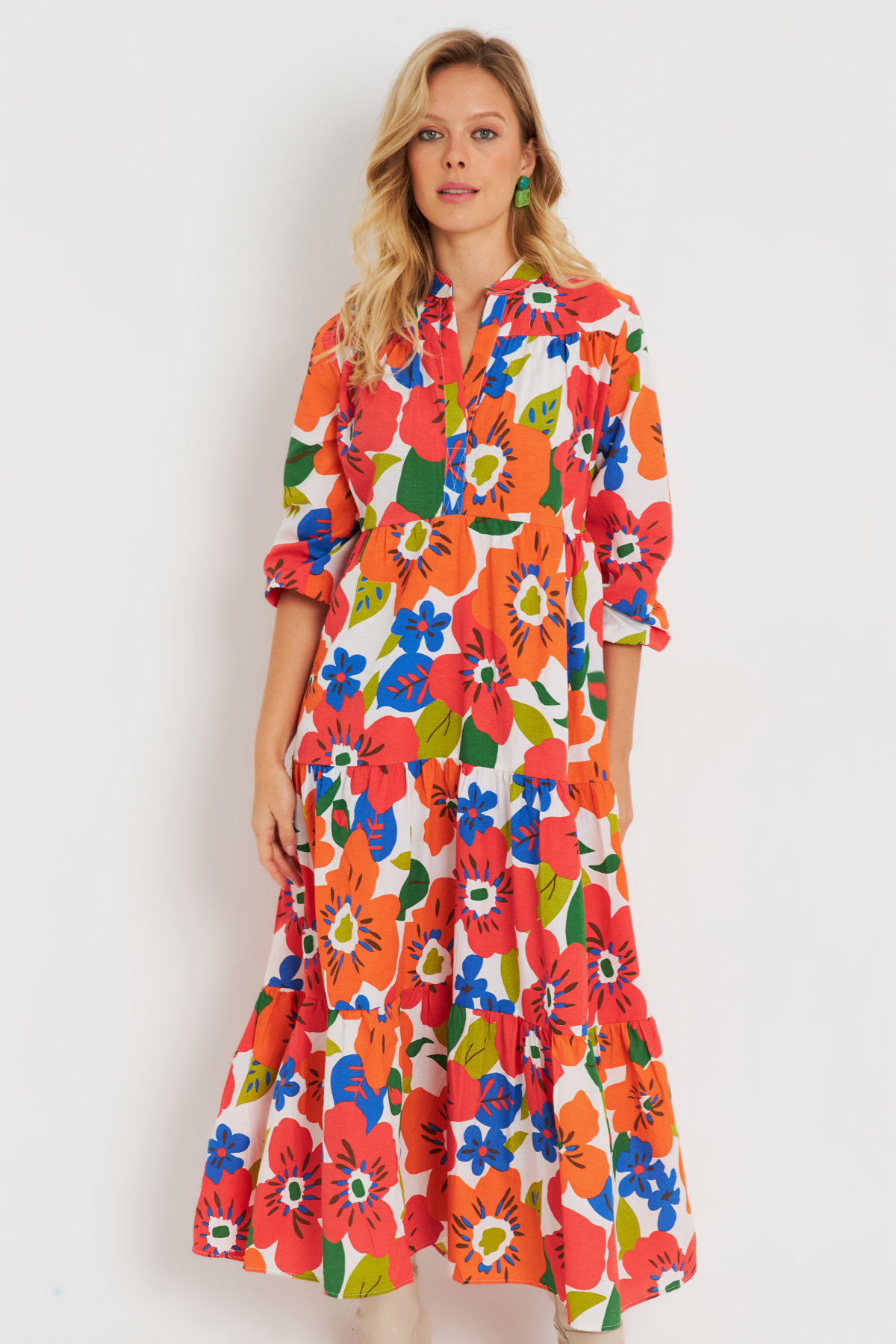 Cool &amp; Sexy Women's Patterned Loose Mini Dress Orange