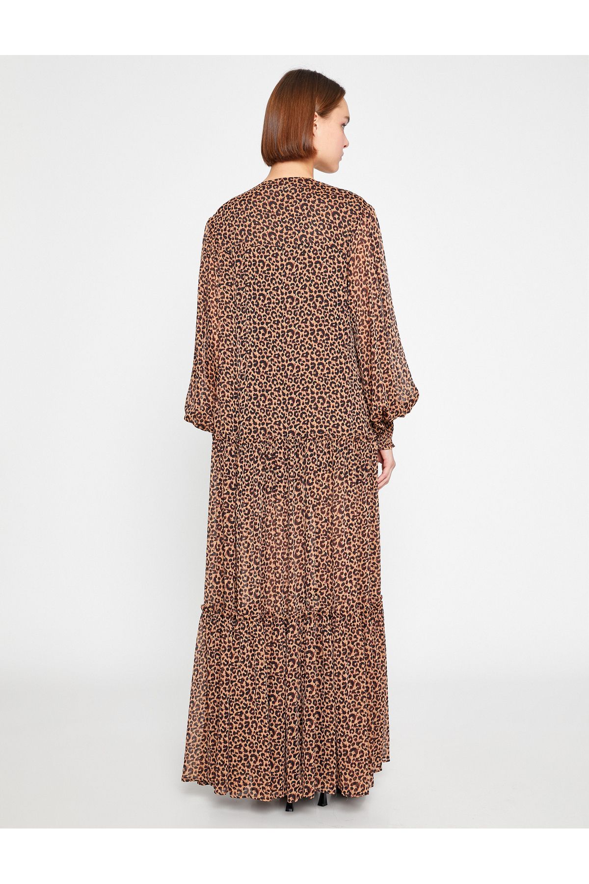 Koton X - Rochie lungă detaliată cu pene adânci în V