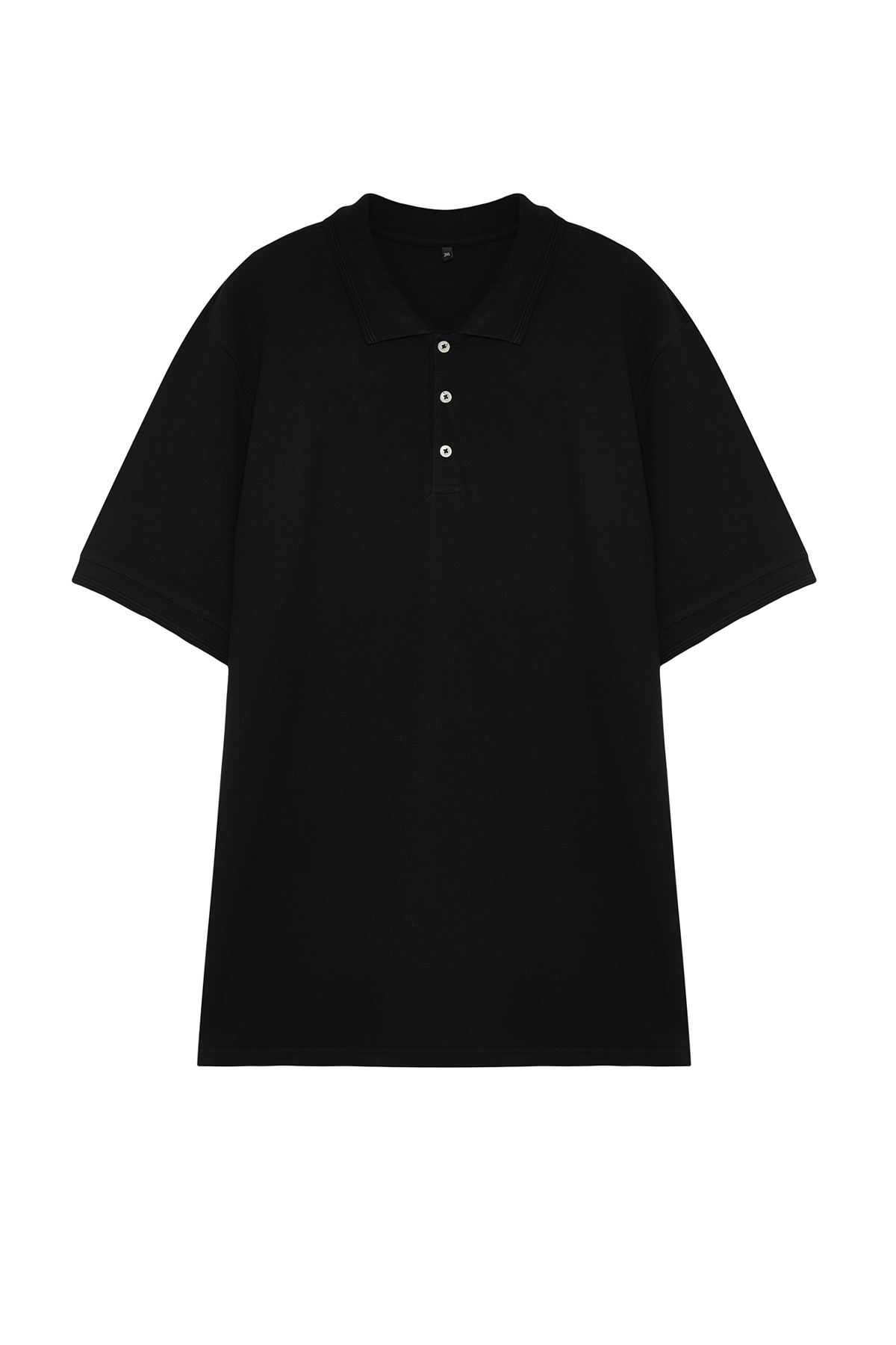 Trendyol Plus Size Black Regular/Normal Cut Basic 100% Cotton Polo Neck T-shirt