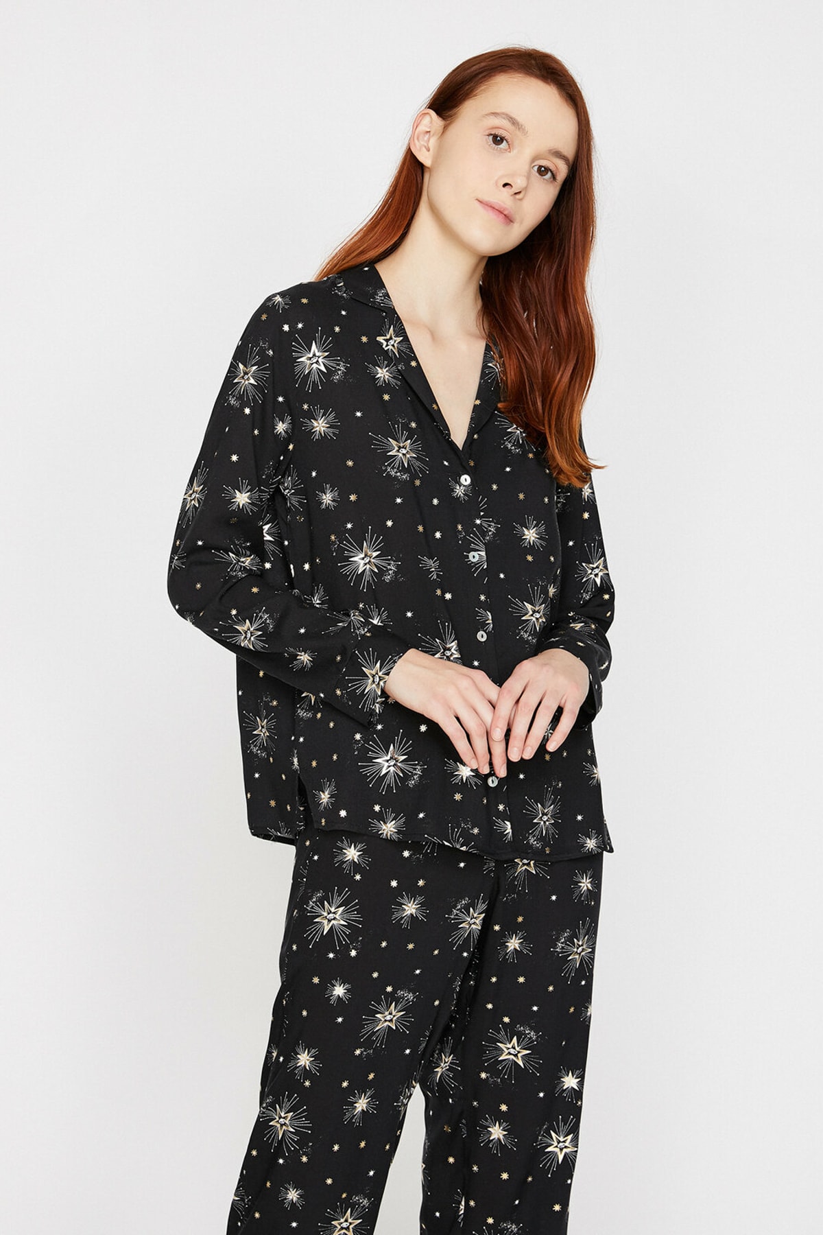 Koton Pajama Top - Black - Plain