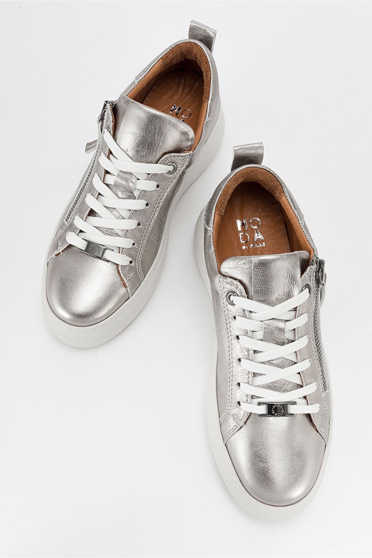 LuviShoes ALLIE Platinum Genuine Leather Women's Sneakers