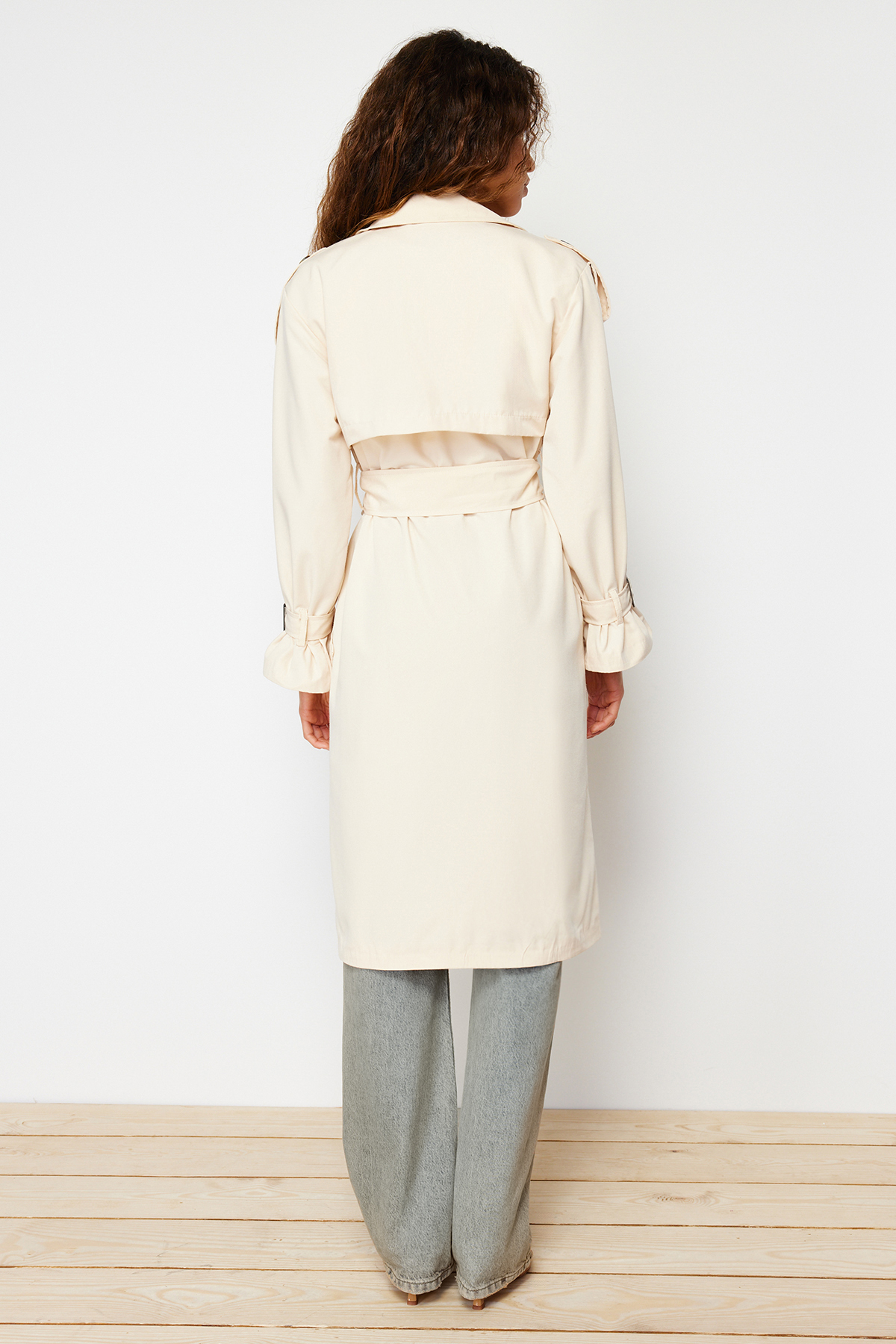 Trendyol Stone Oversize Wide Cut Belted Trench Coat