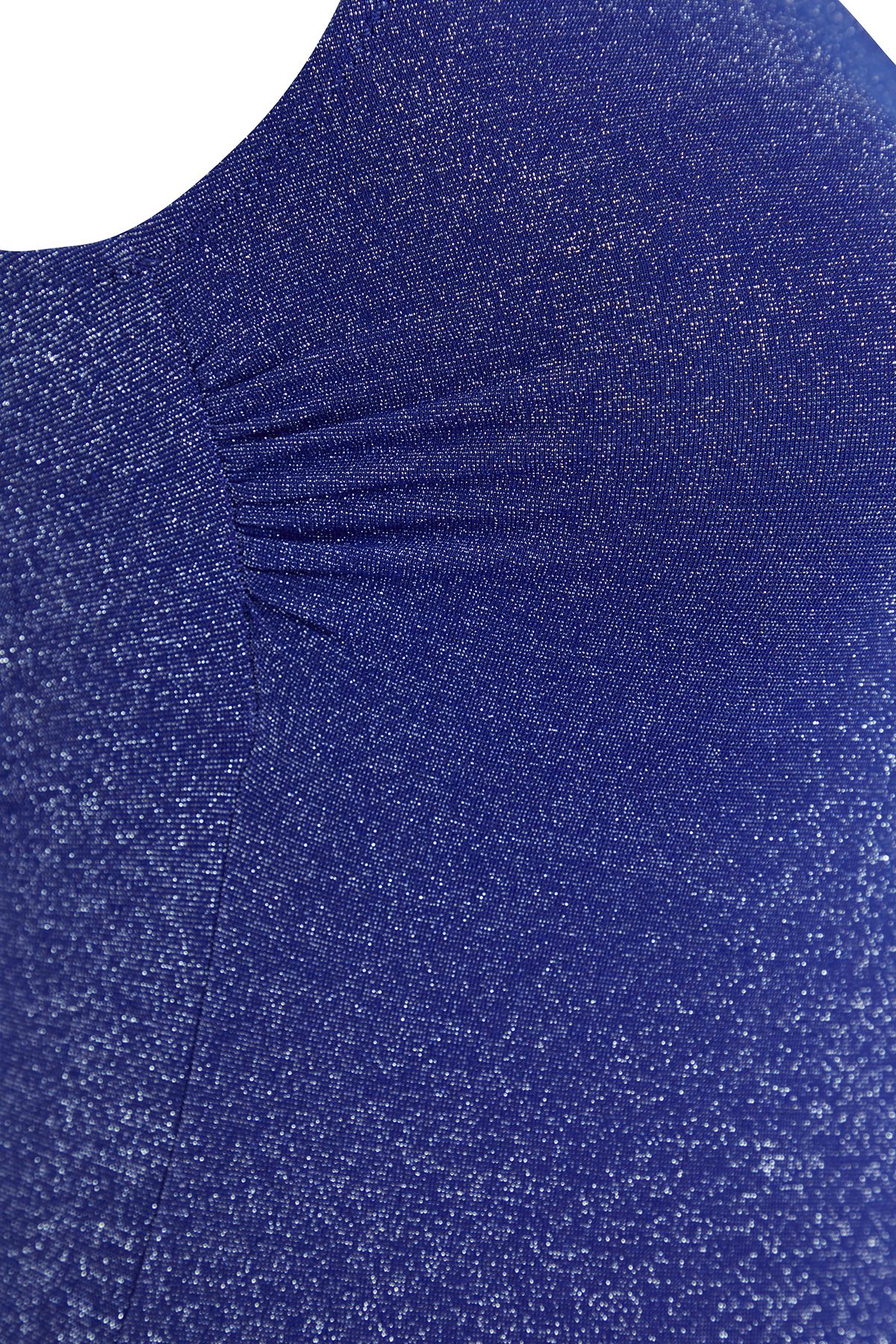 Trendyol Navy Blue One Shoulder Glitter Regular Swimsuit