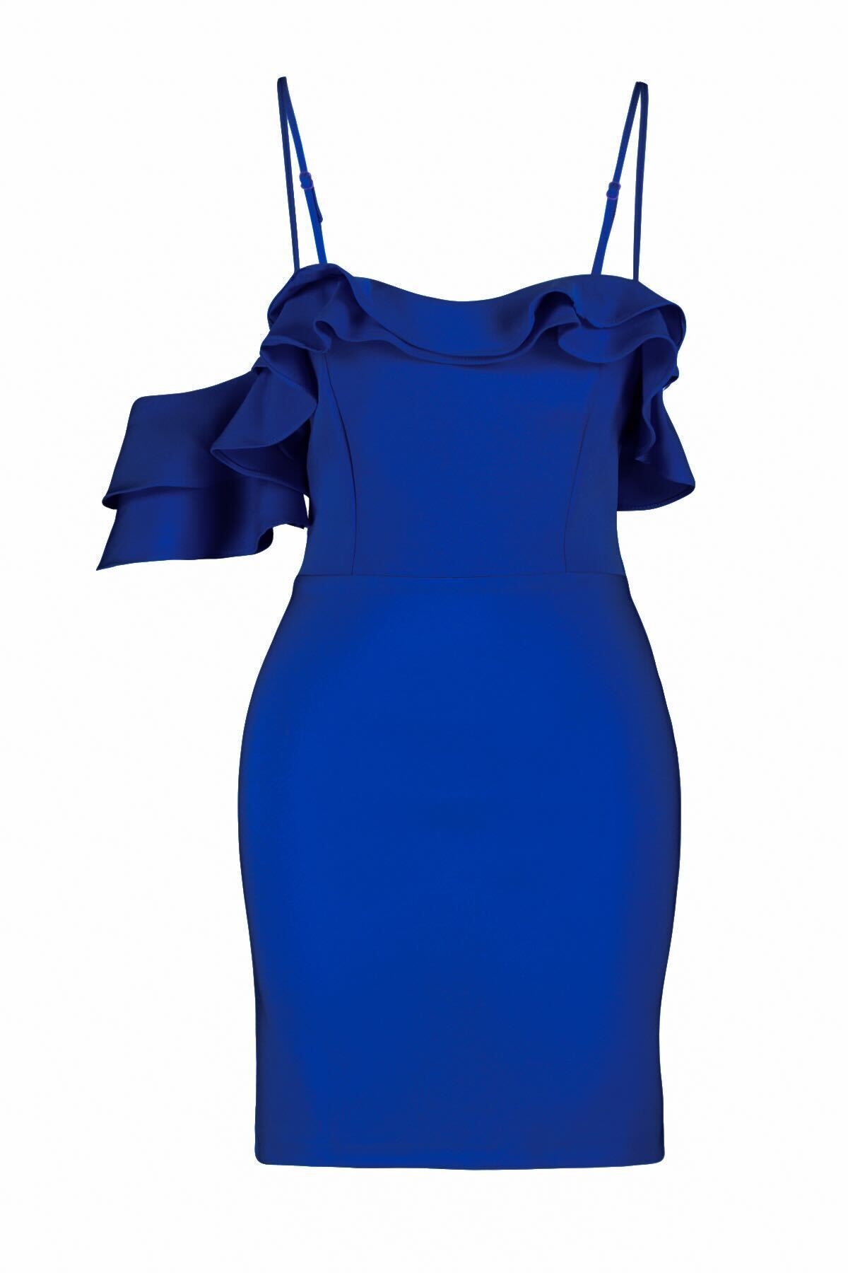 Trendyol Saks Fitted Flounce Woven Short Elegant Evening Dress