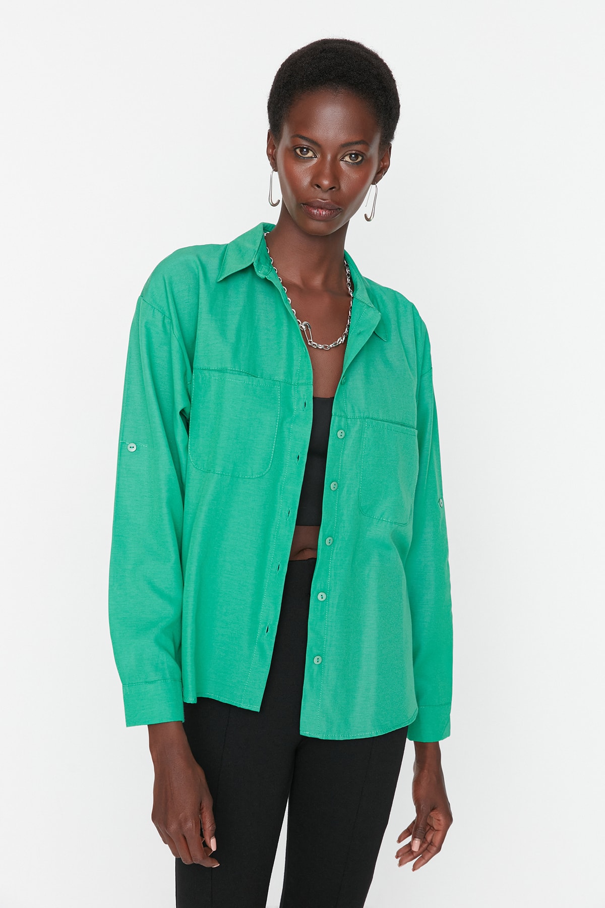 Trendyol Shirt - Grün - Oversize