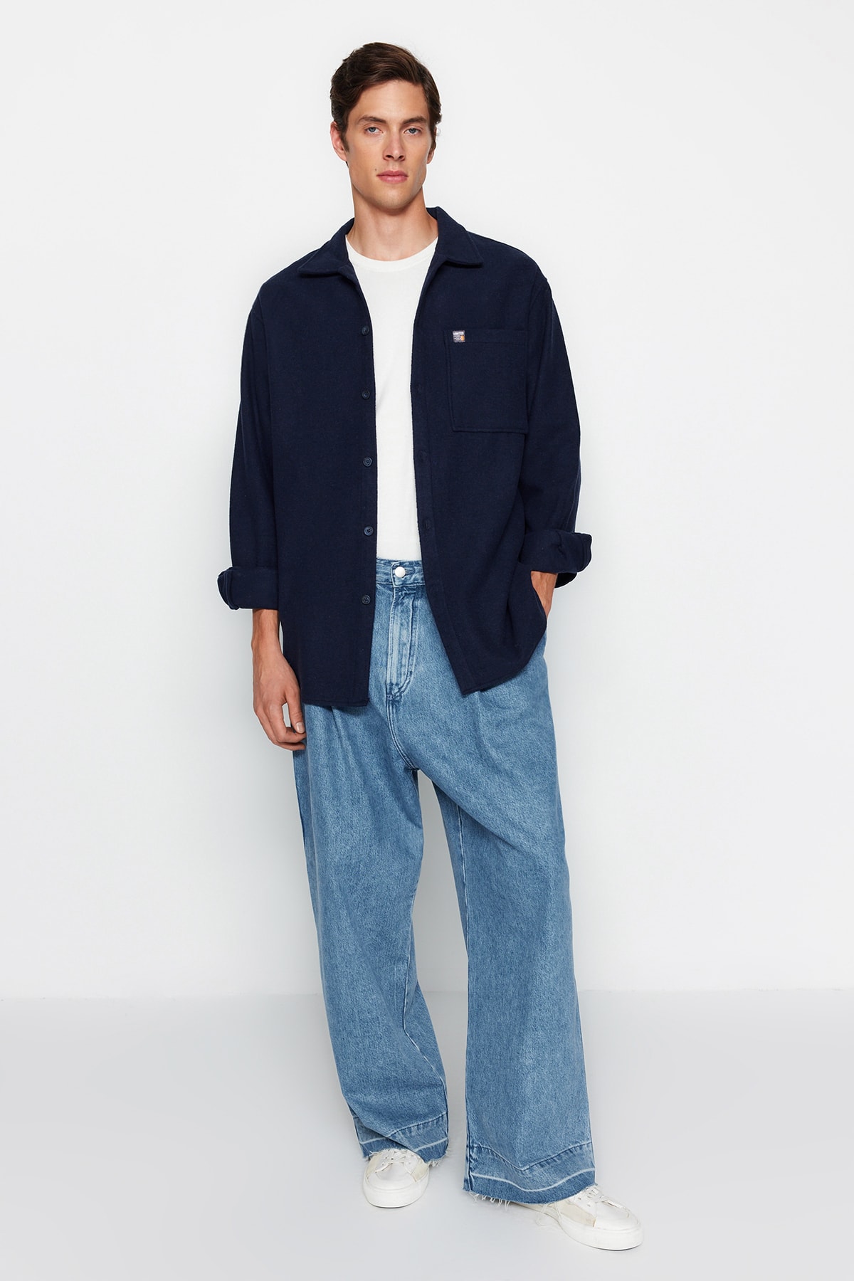 Trendyol Shirt - Dark blue - Oversize
