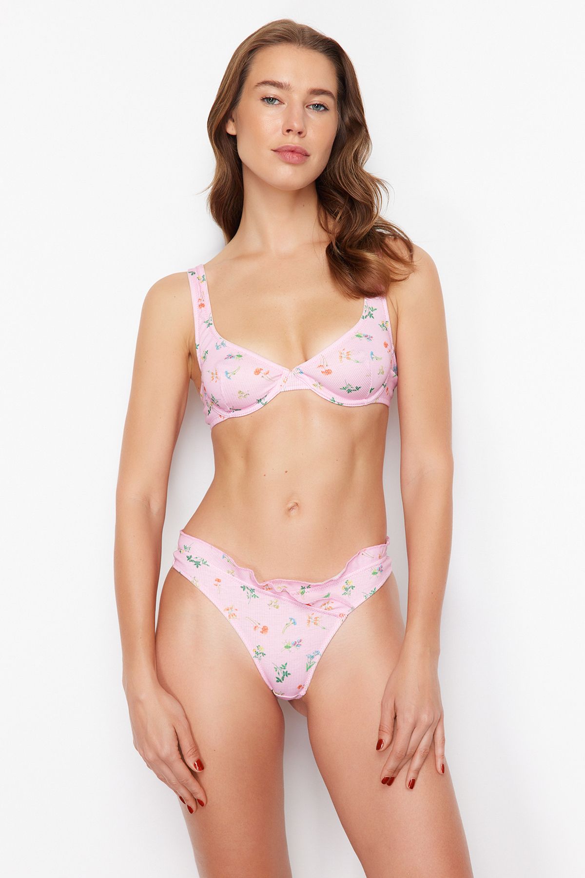 Trendyol Pink Floral Capless Knitted Underwear Set