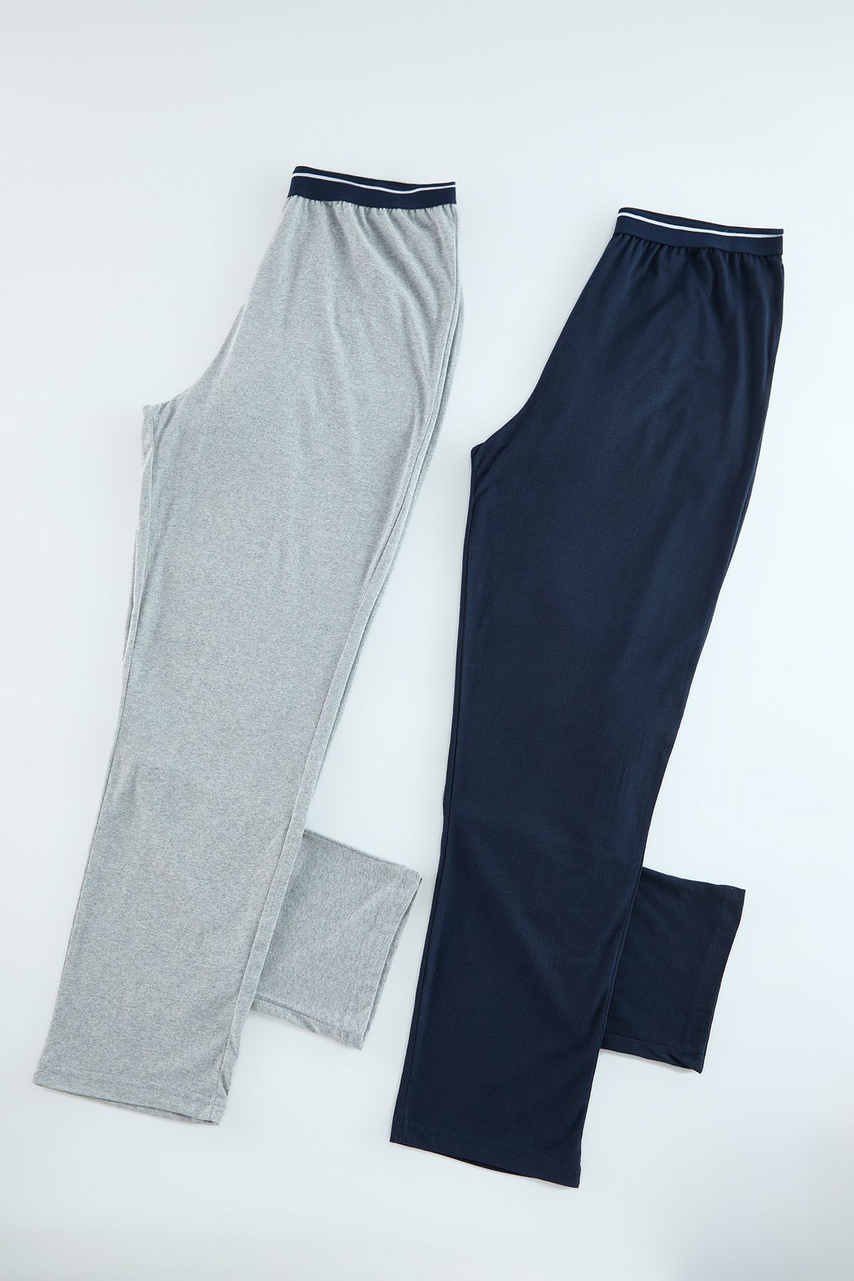 Trendyol Men's Navy Blue - Gray Melange 2-Piece Knitted Pajama Bottoms