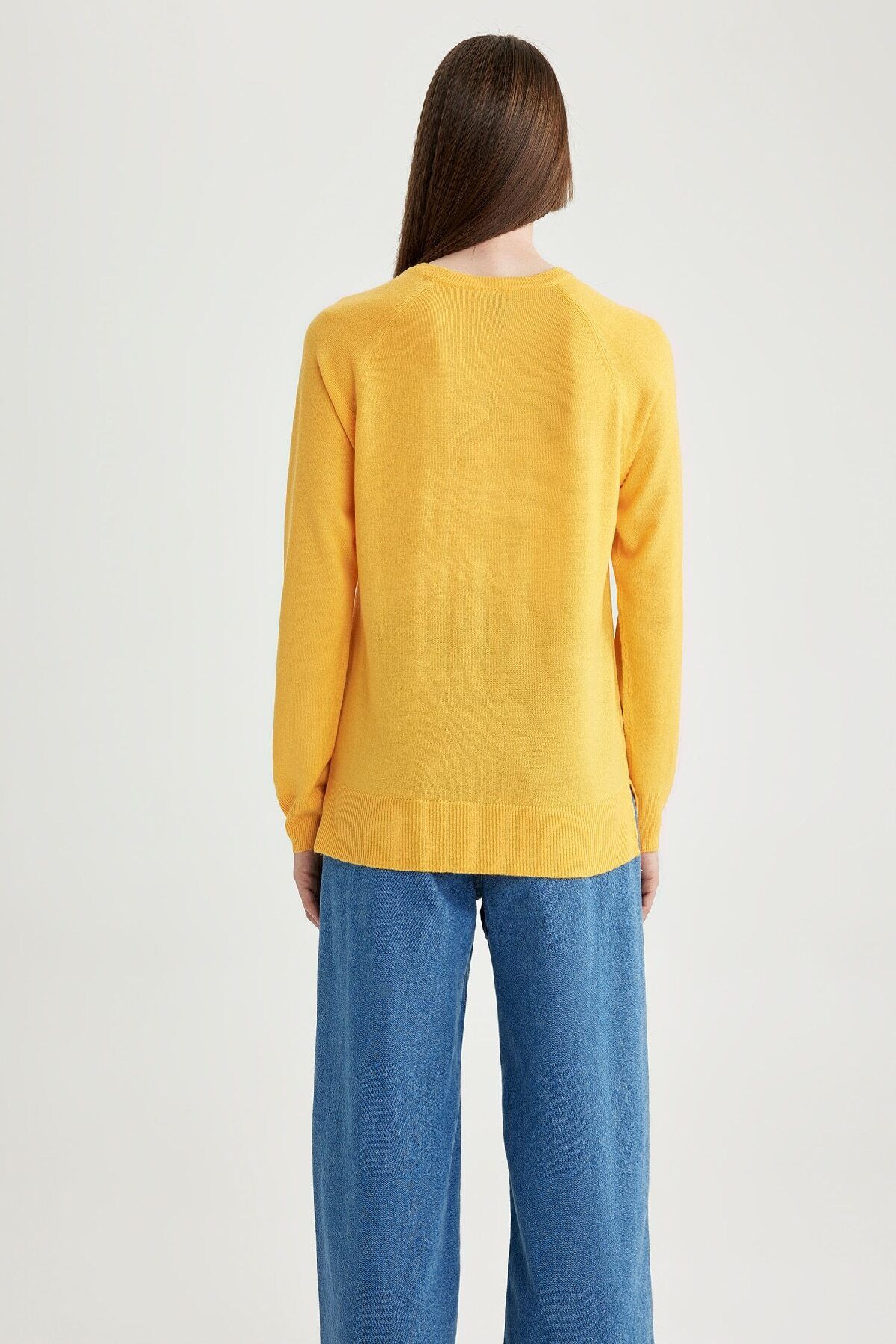 DEFACTO Regular Fit Crew Neck Basic Plain Knitwear Sweater