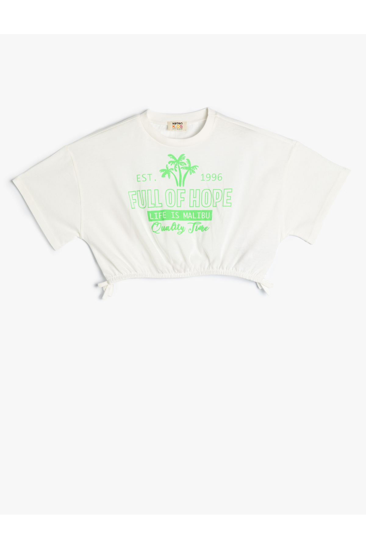 Levně Koton Crop T-Shirt Short Sleeve Crew Neck Printed Elastic Cotton