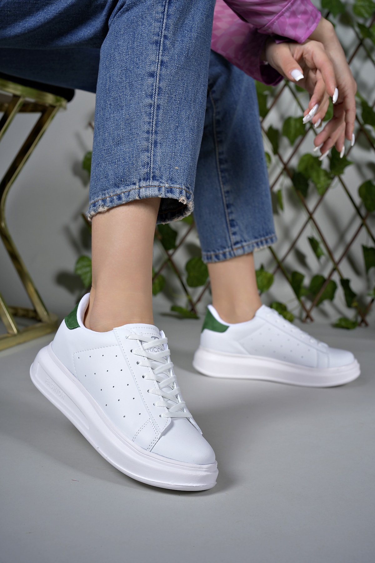 Riccon Women's Sneakers 0012156 White Green Skin
