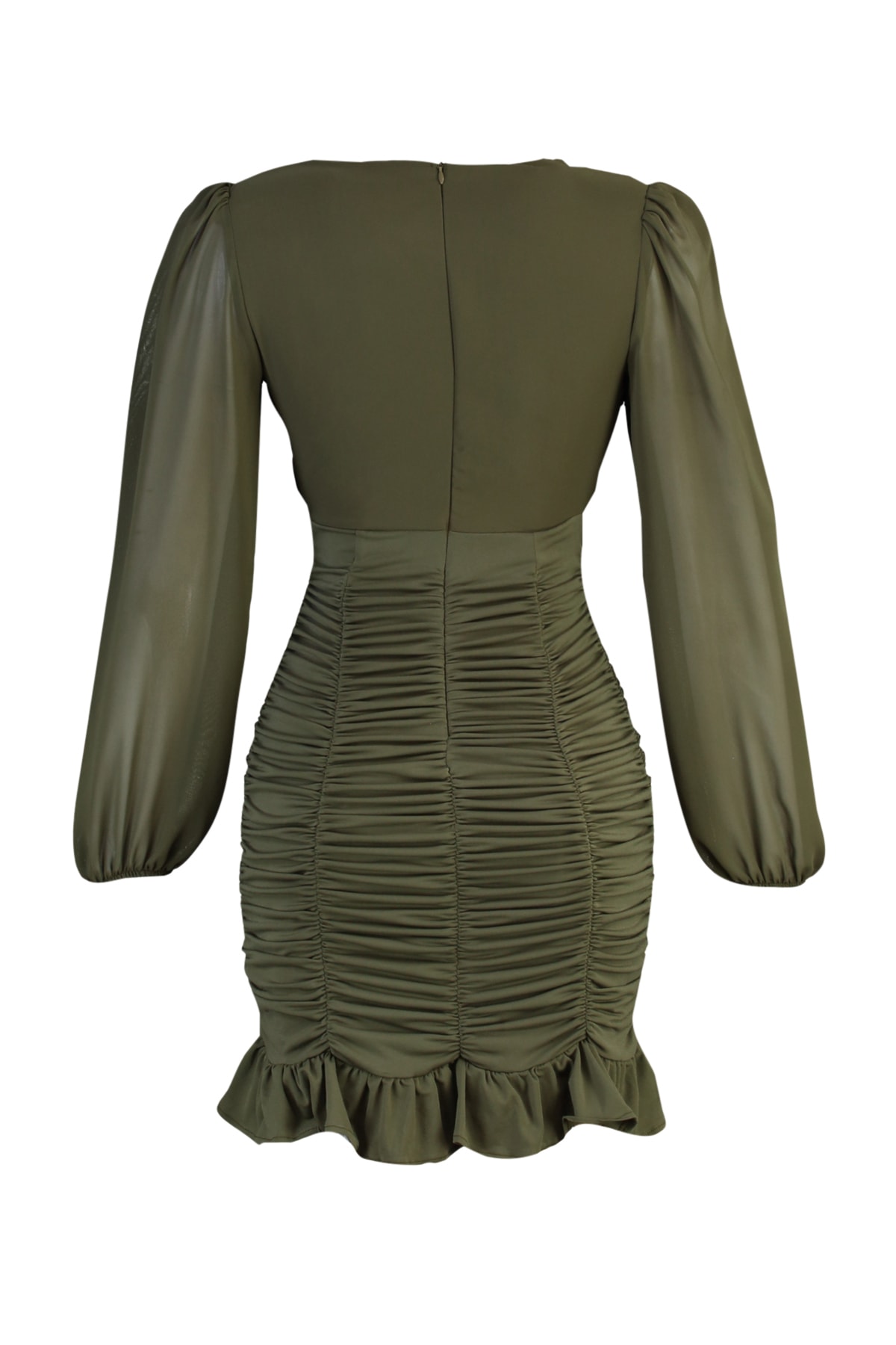 Trendyol Khaki Opradené bodycone tkané šaty