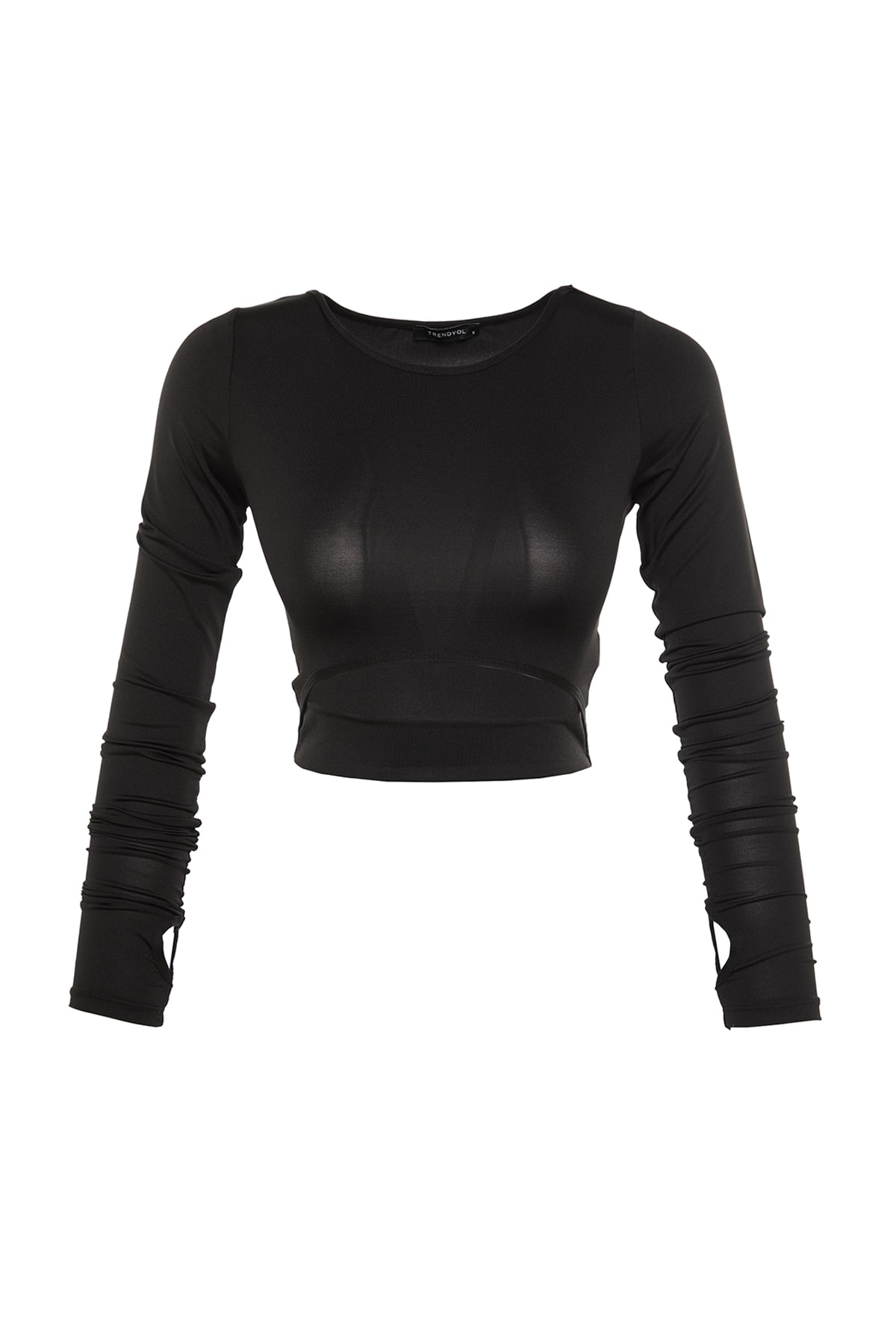 Trendyol Negru Cut Out detaliate Crop Sport Bluza