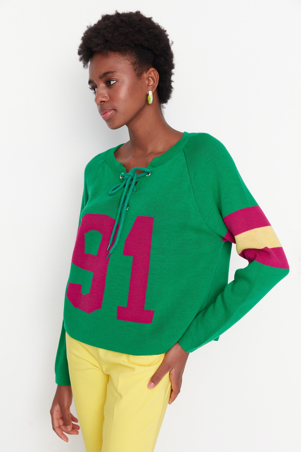 Trendyol Sweater - Green - Regular fit