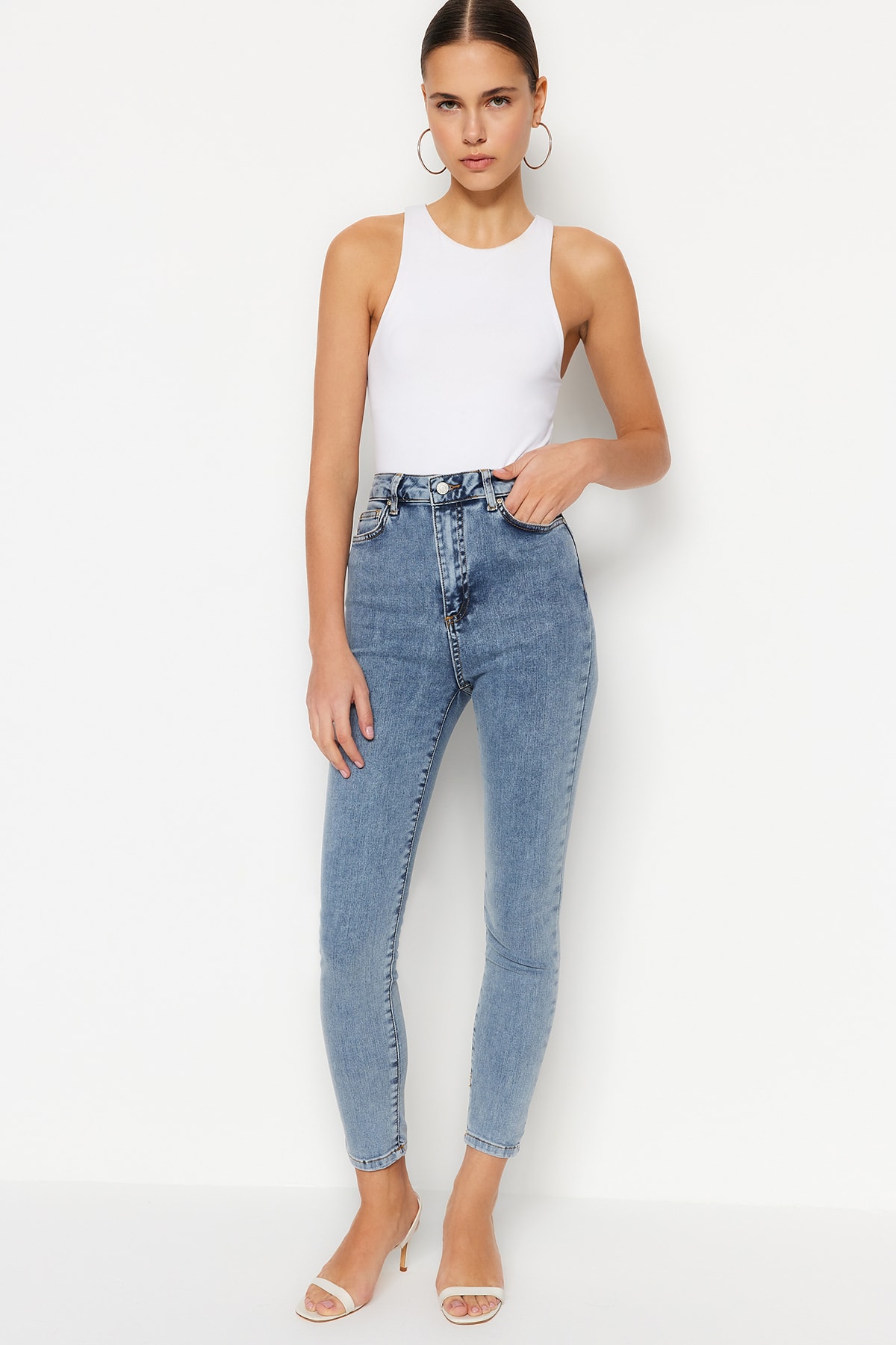 Trendyol Blue High Waist Skinny Jeans