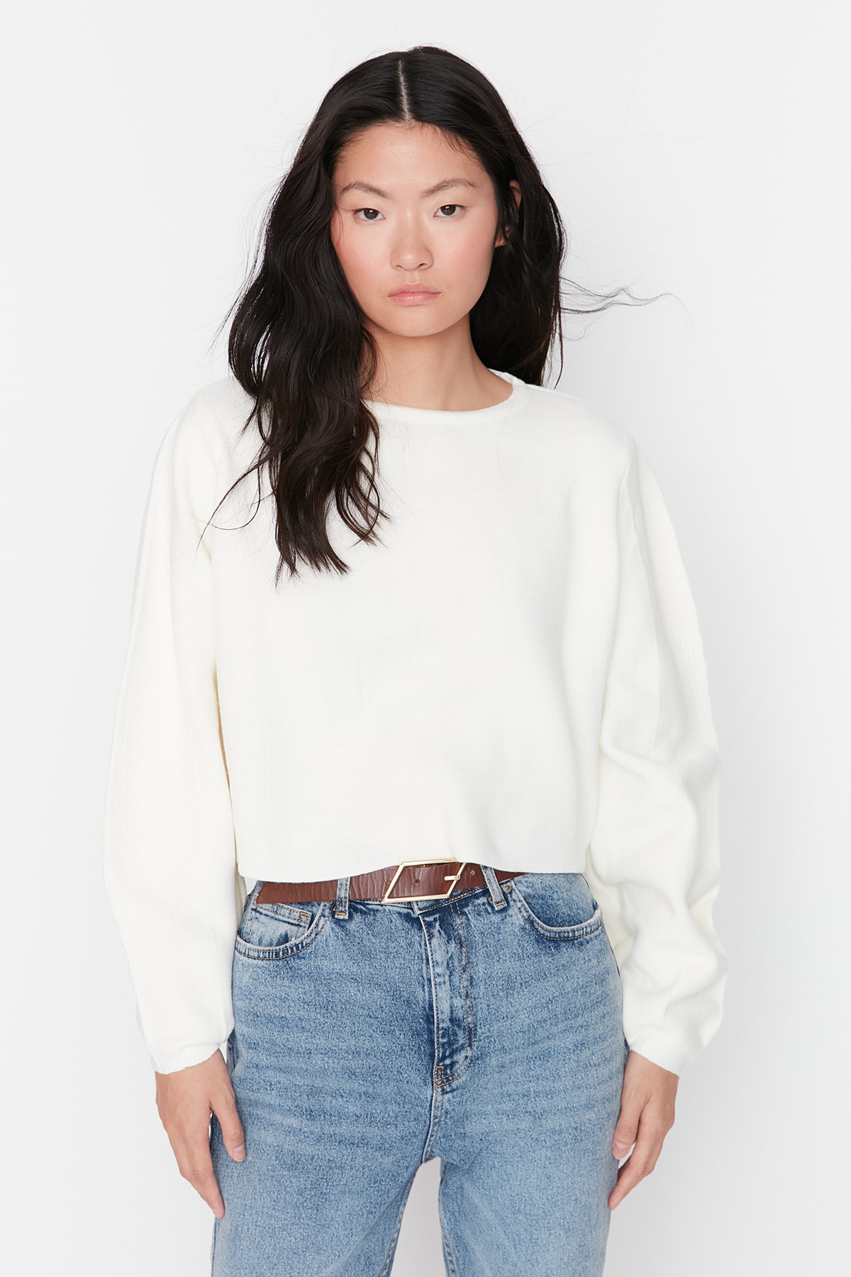 Trendyol Sweater - Ecru - Regular fit