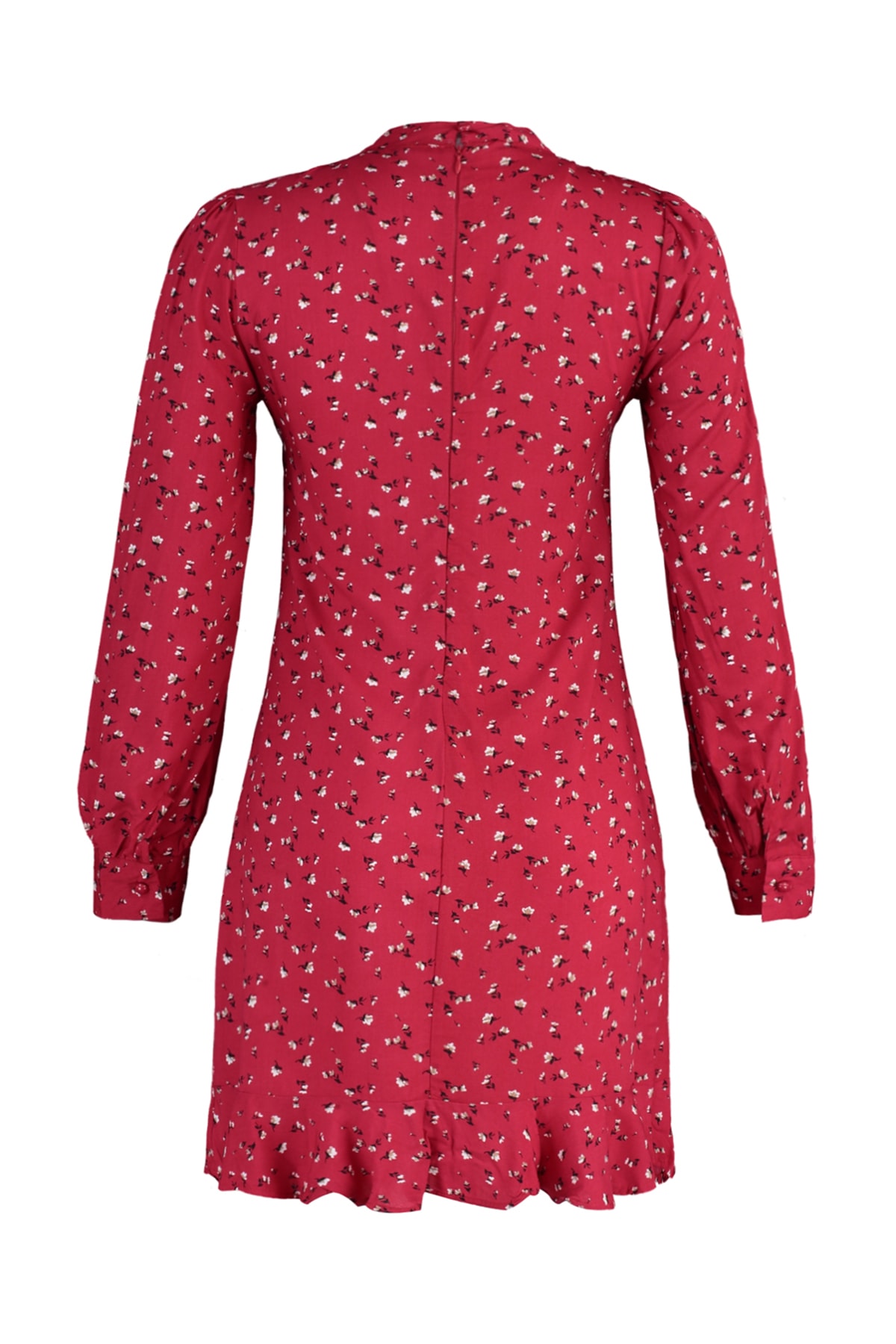 Trendyol Red High Neck Flounce Mini Rochie țesută țesută