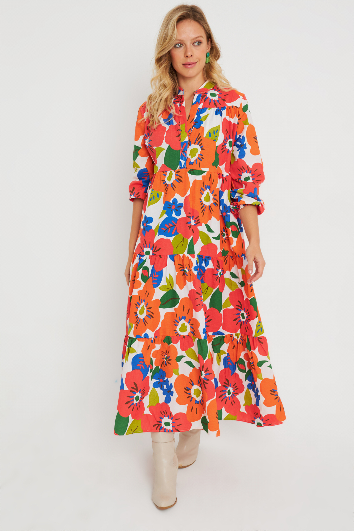 Cool &amp; Sexy Women's Patterned Loose Mini Dress Orange