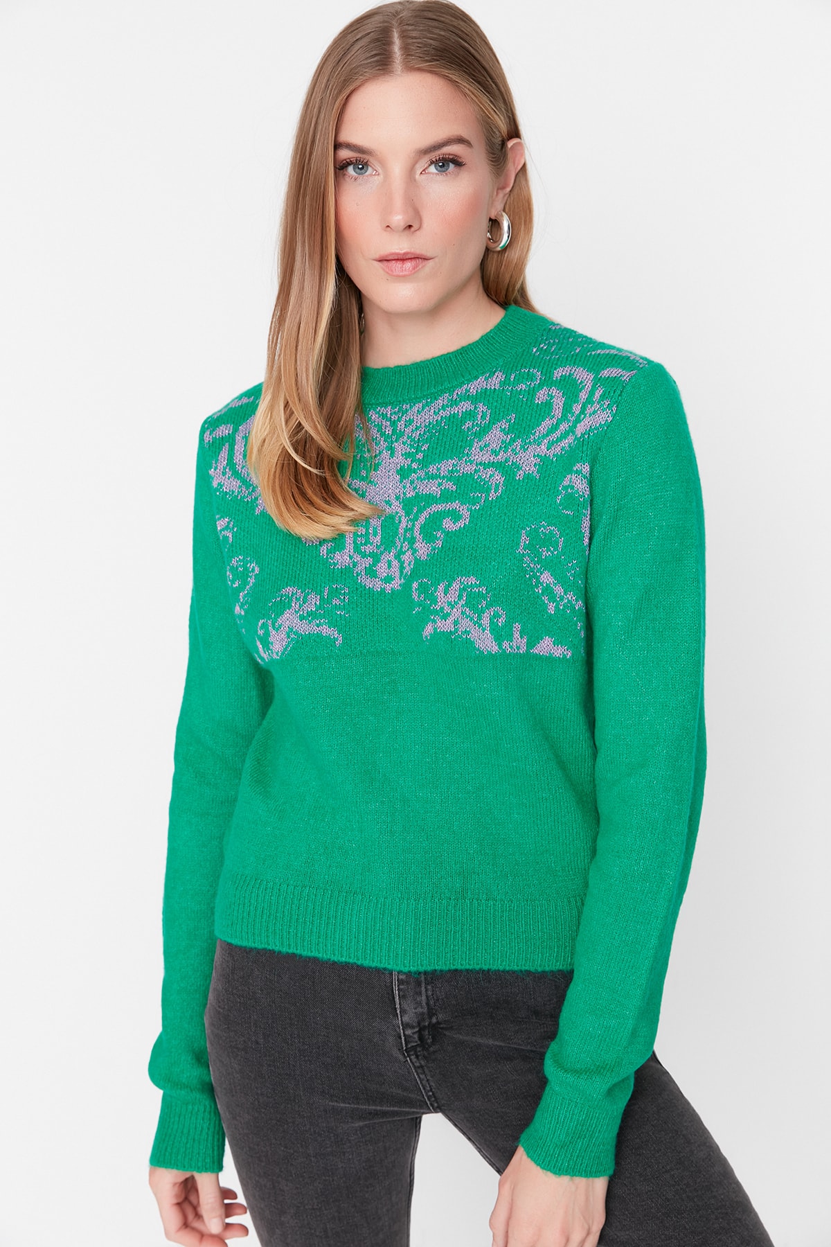 Trendyol Sweater - Green - Regular fit