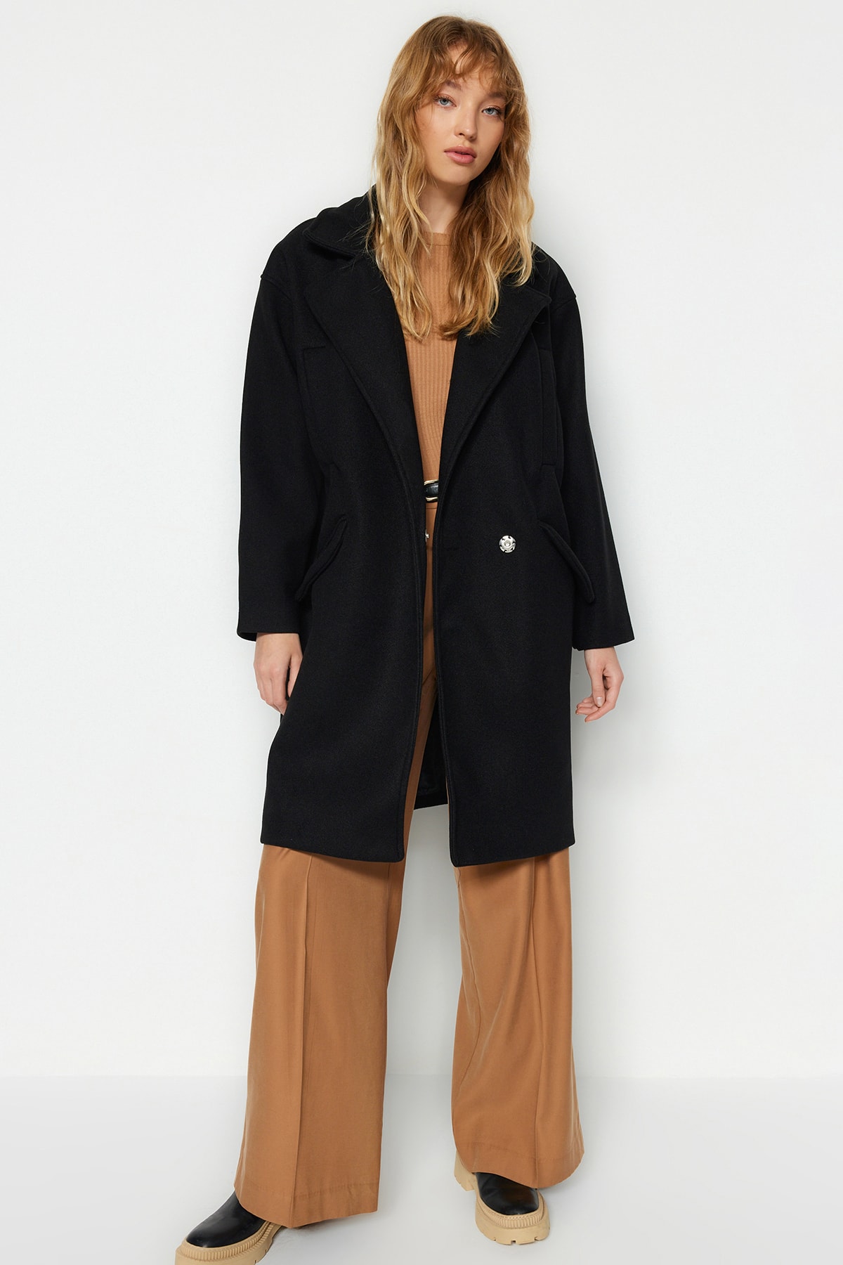 Trendyol Coat - Black - Double-breasted
