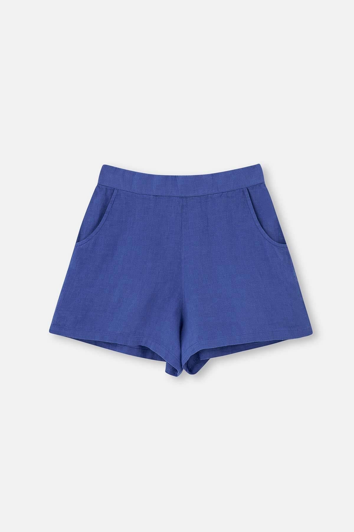 Dagi Blue Linen Shorts