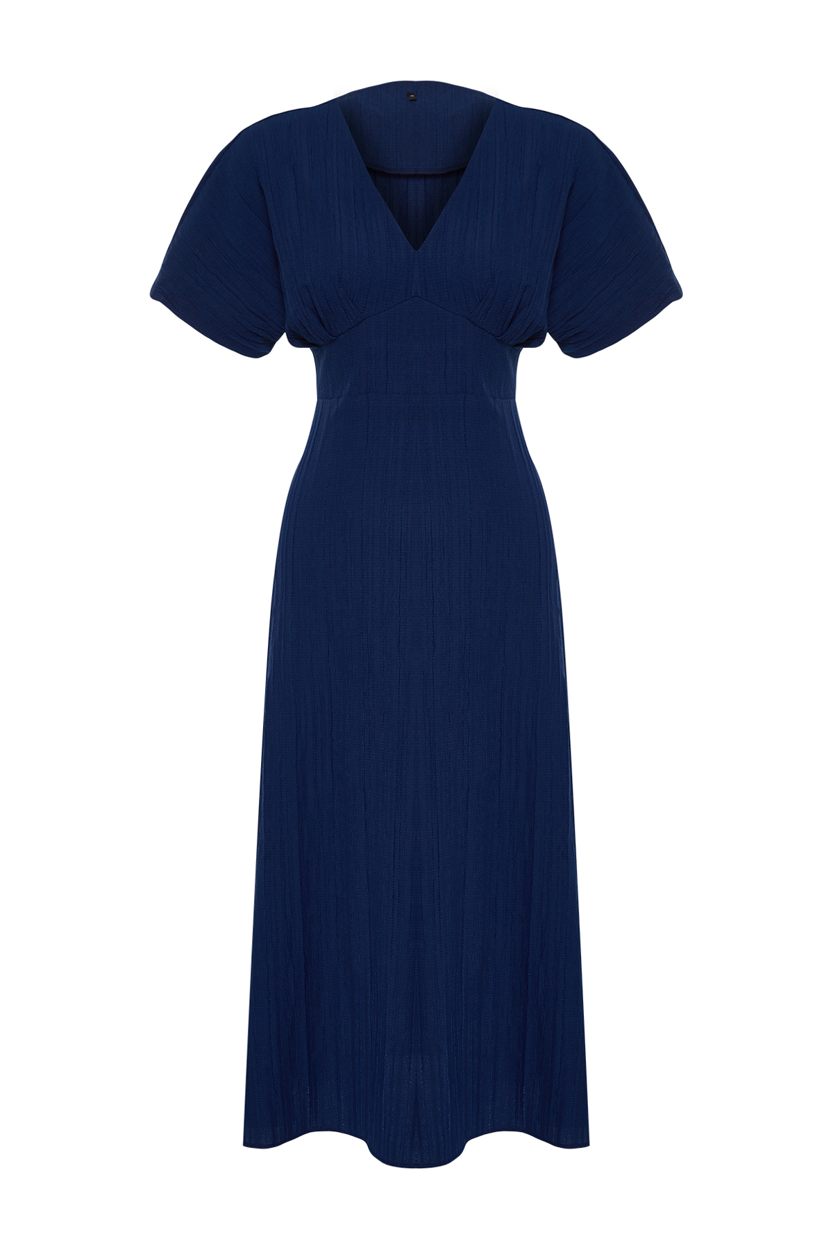 Trendyol Navy Blue A-Line Bodice Detailed V-Neck Maxi Woven Dress