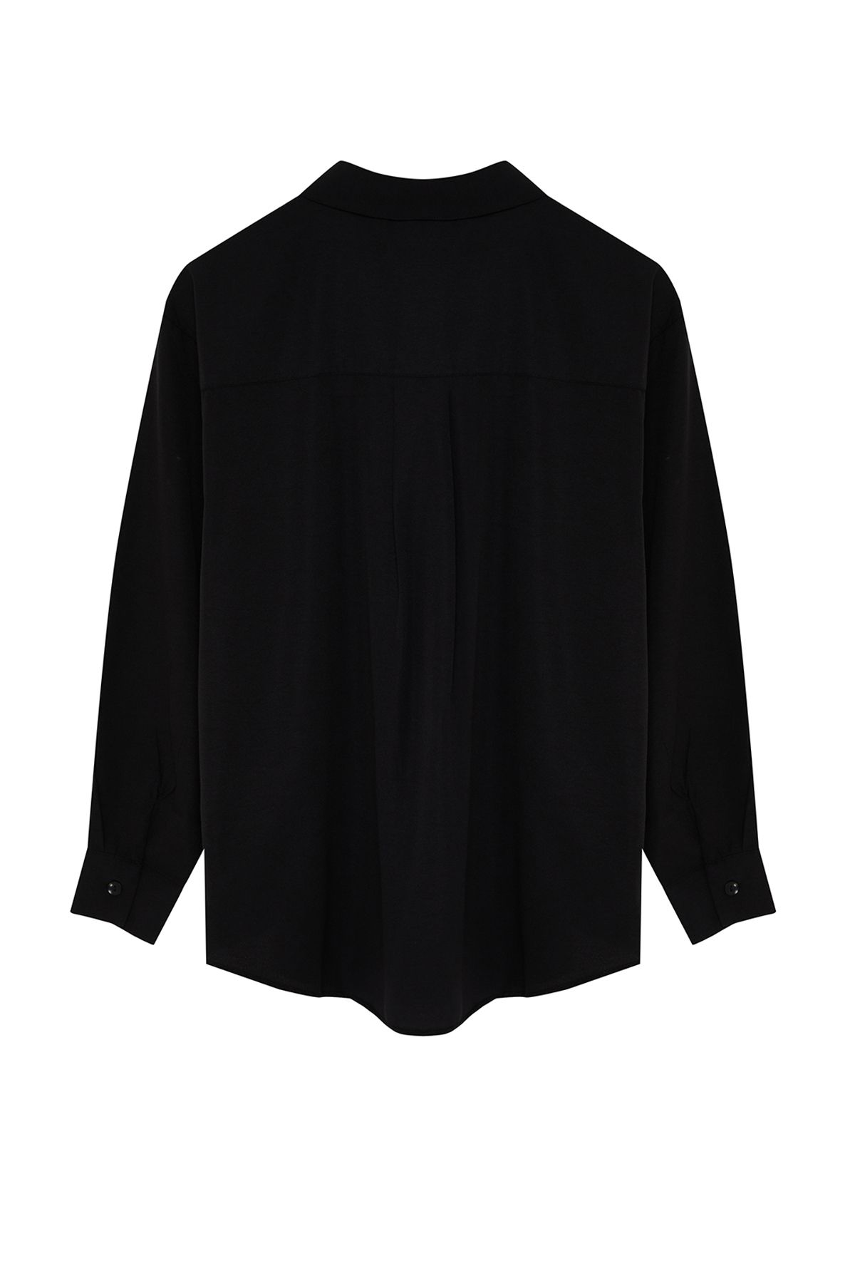 Trendyol Curve Black Large Size Stone Embroidered Poplin Shirt