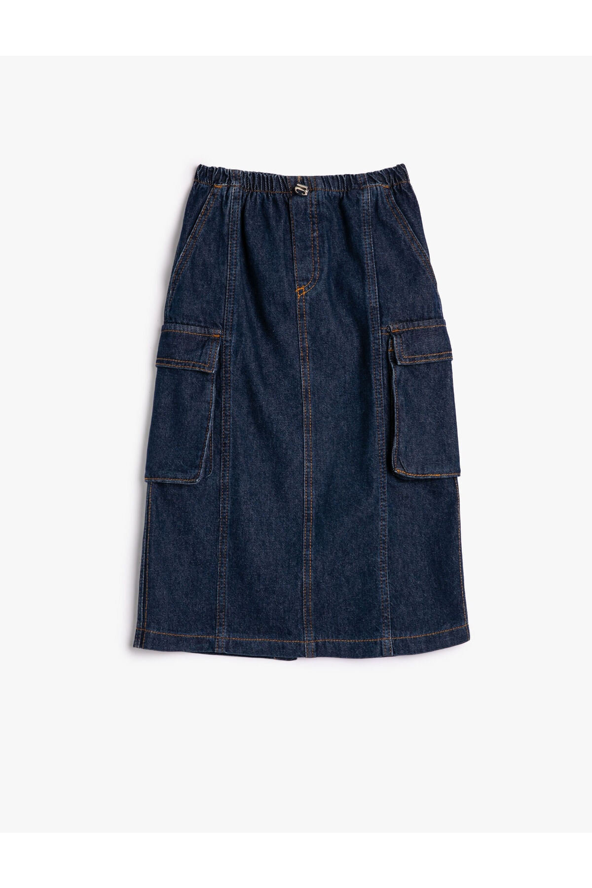 Levně Koton Cargo Denim Skirt Maxi Length Slit Detailed Elastic Waist Cotton