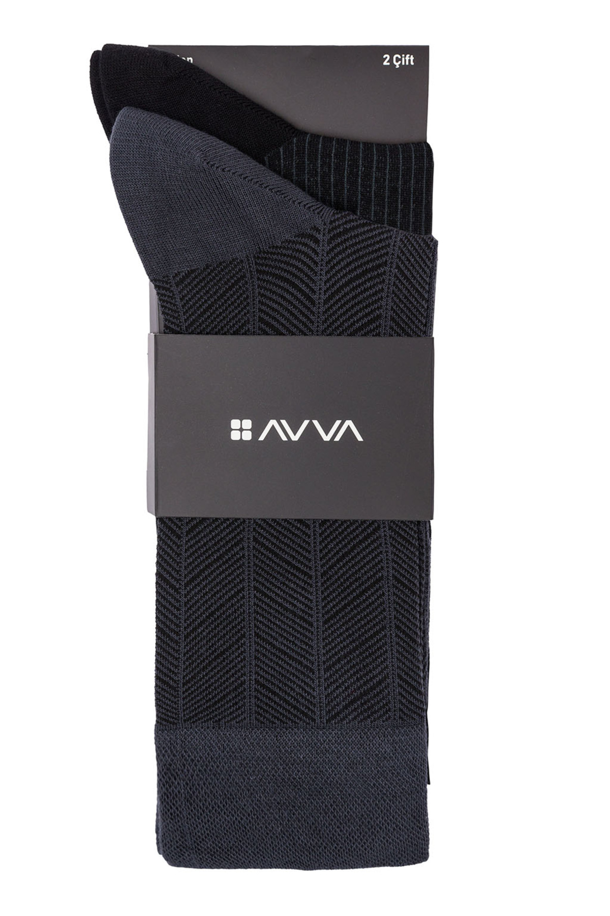 Levně Avva Men's Anthracite Patterned 2-Pack Socket Socks