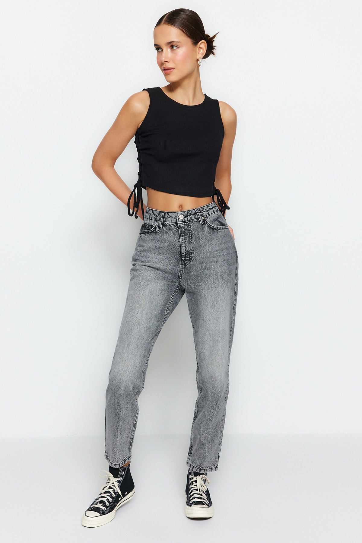 Trendyol Gray More Sustainable High Waist Mom Jeans