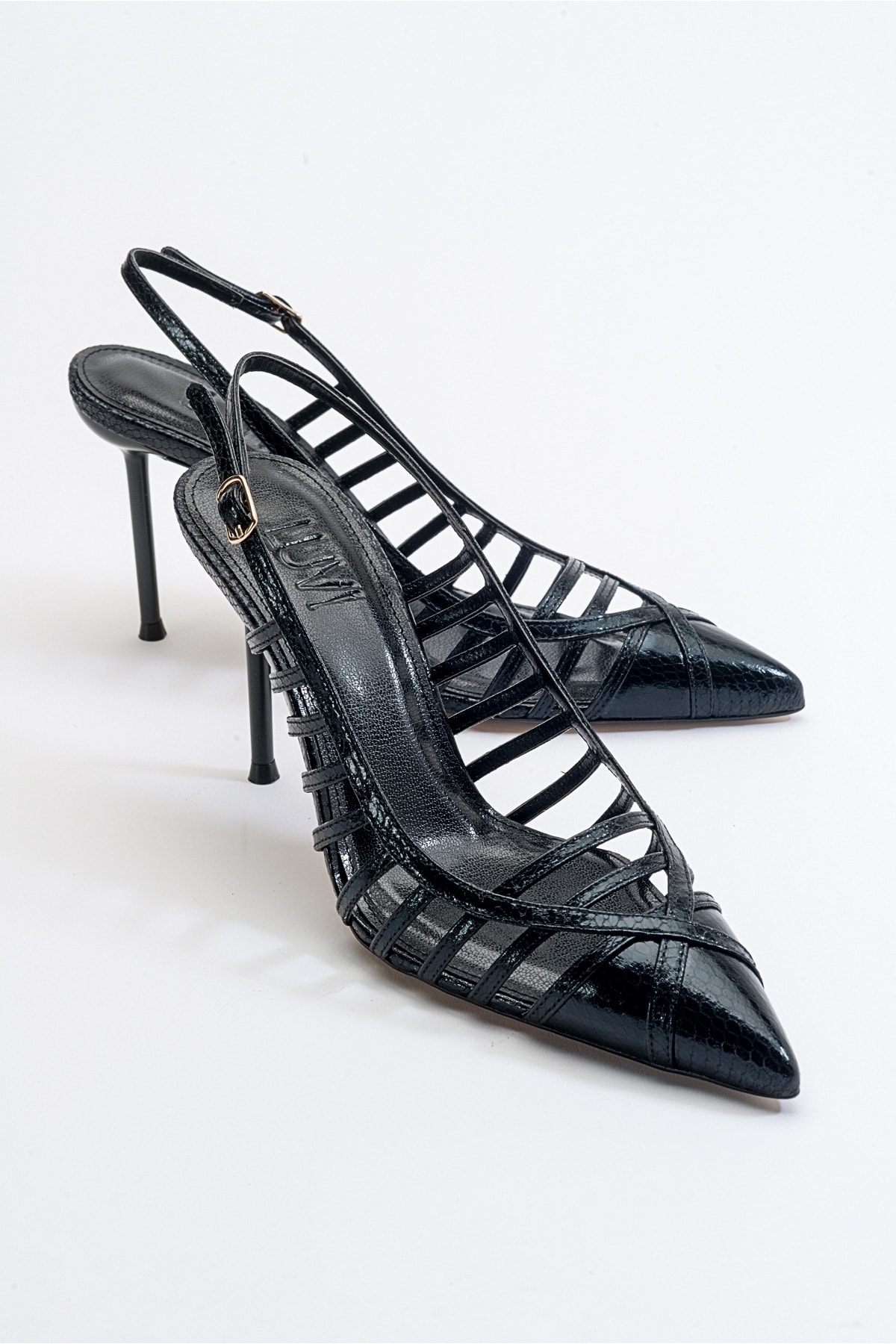 Levně LuviShoes Gesto Women's Black Patterned Heeled Shoes