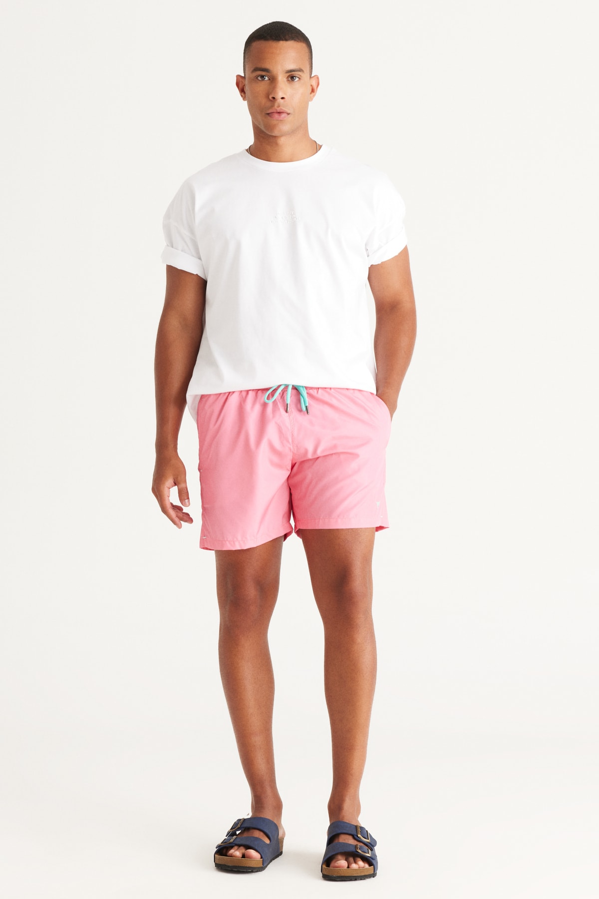 Levně AC&Co / Altınyıldız Classics Men's Pink Regular Fit Regular Fit Quick Dry Side Pockets Patterned Swimwear.