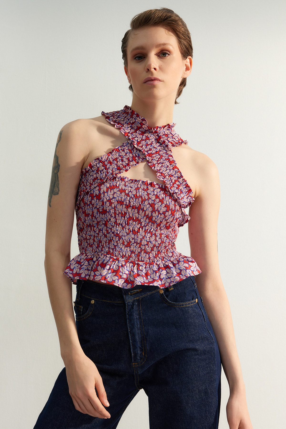 Trendyol Limited Edition Red Woven Guipure Blouse