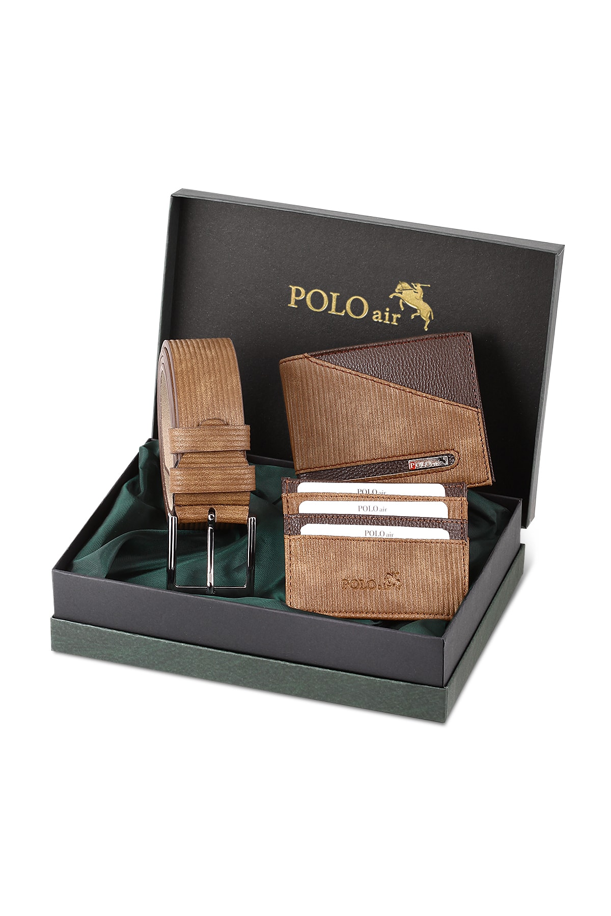 Polo Air Men's Mink Belt Wallet Card Holder Combination Set