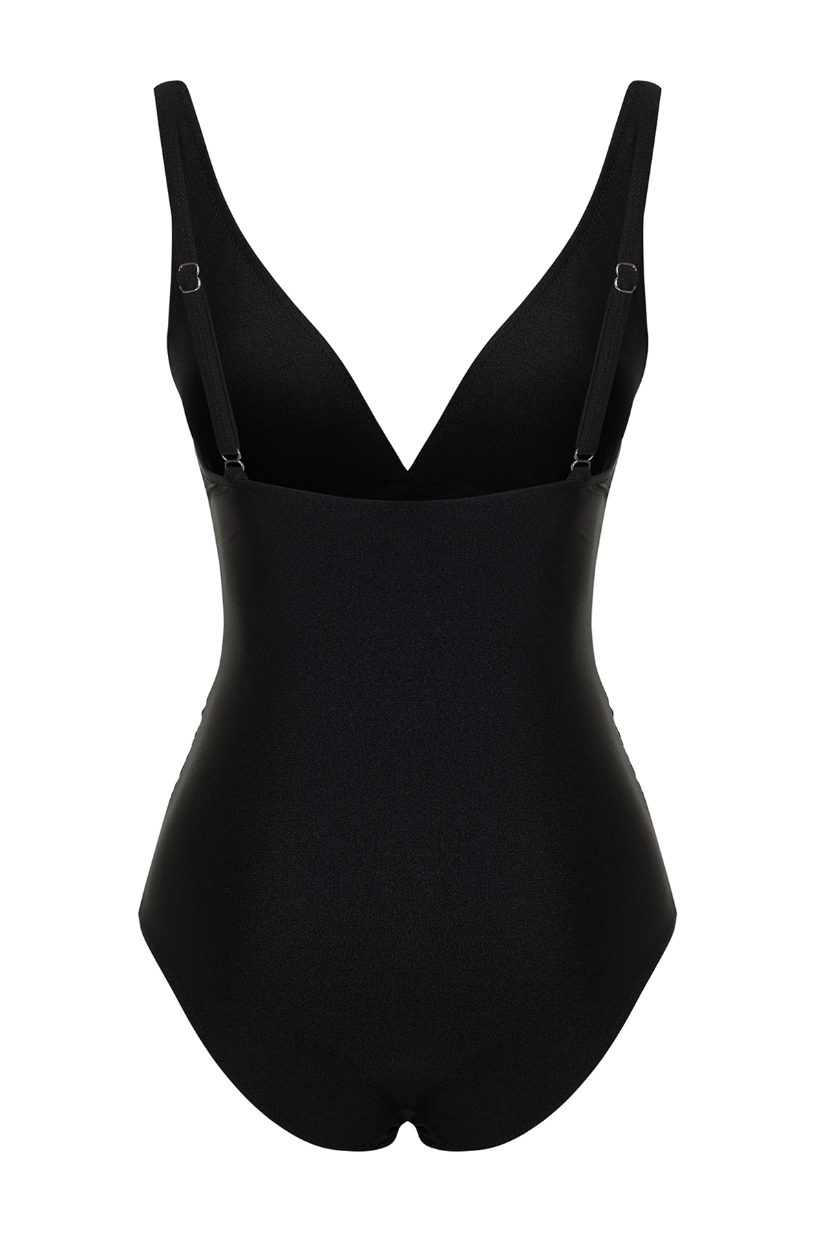 Trendyol Black V Neck Draped Regular Swimsuit