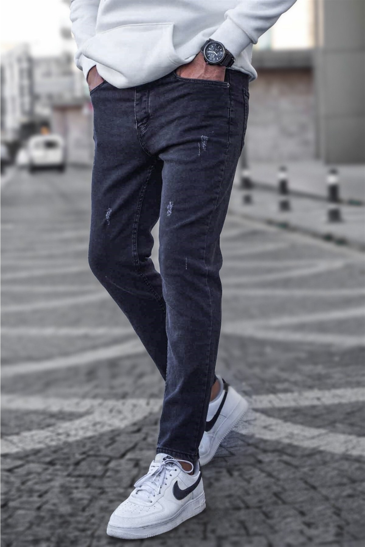 Levně Madmext Dark Smoked Skinny Fit Jeans T6315