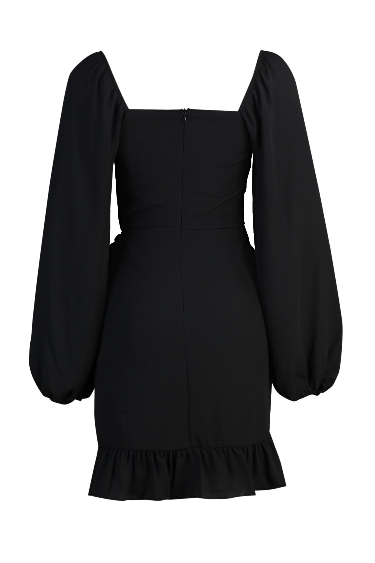 Rochie țesută țesută Trendyol Black Flounce