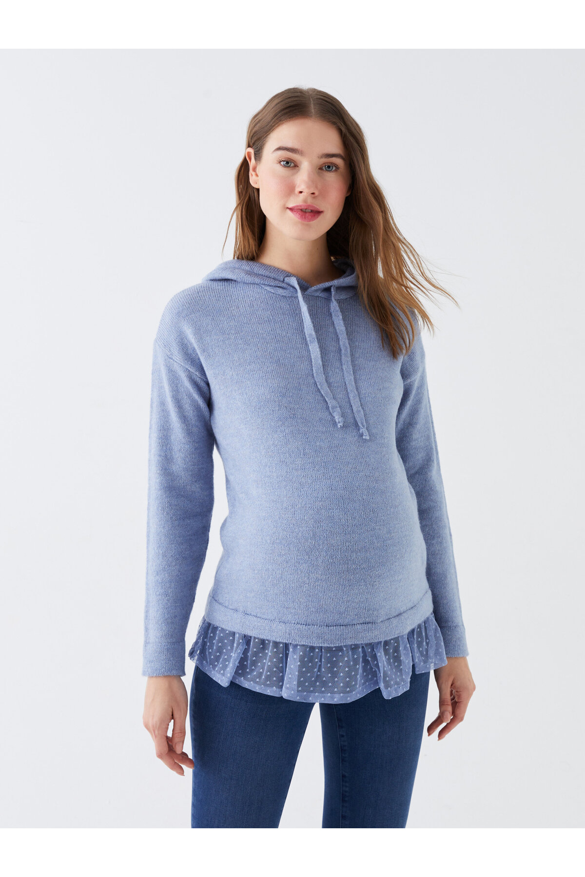 LC Waikiki Hooded Plain Long Sleeve Maternity Knitwear Sweater
