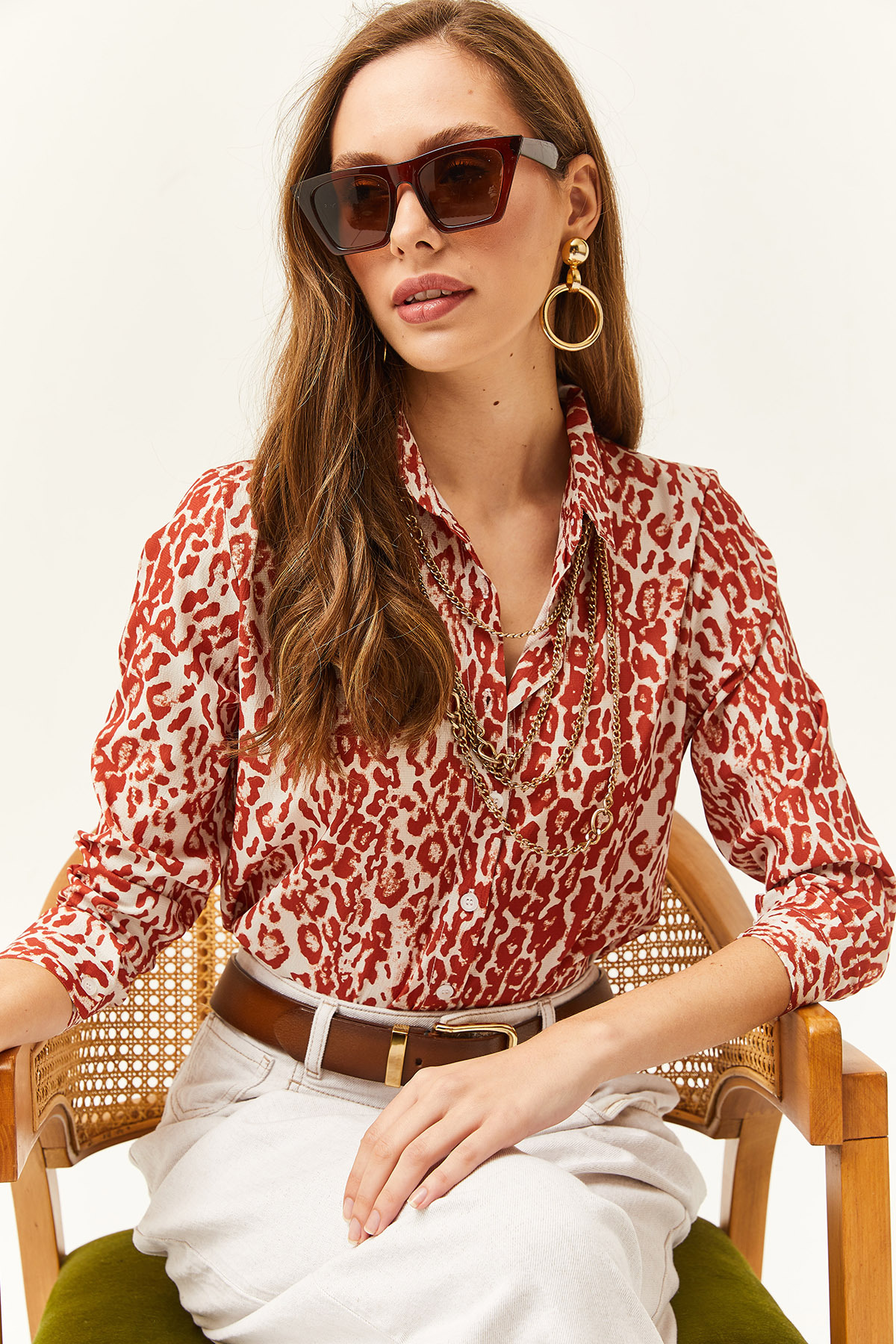 Levně Olalook Women's Tile Leopard Woven Shirt