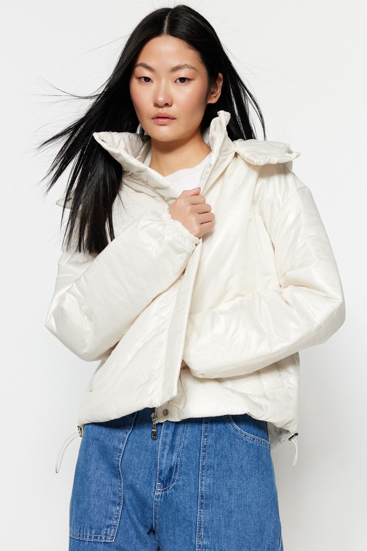 Trendyol Winter Jacket - Ecru - Puffer