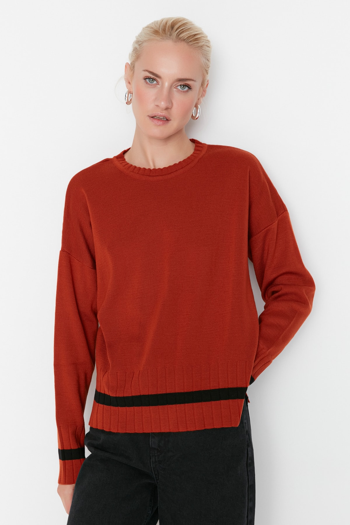 Trendyol Sweater - Brown - Oversize