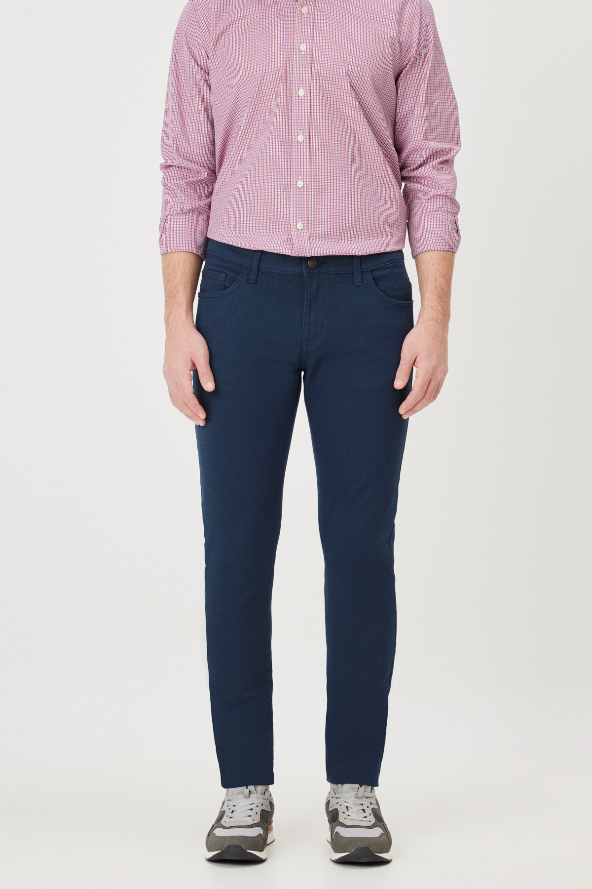 AC&Co / Altınyıldız Classics Men's Navy Blue Slim Fit Slim Fit 5 Pocket Cotton Canvas Flexible Chino Trousers
