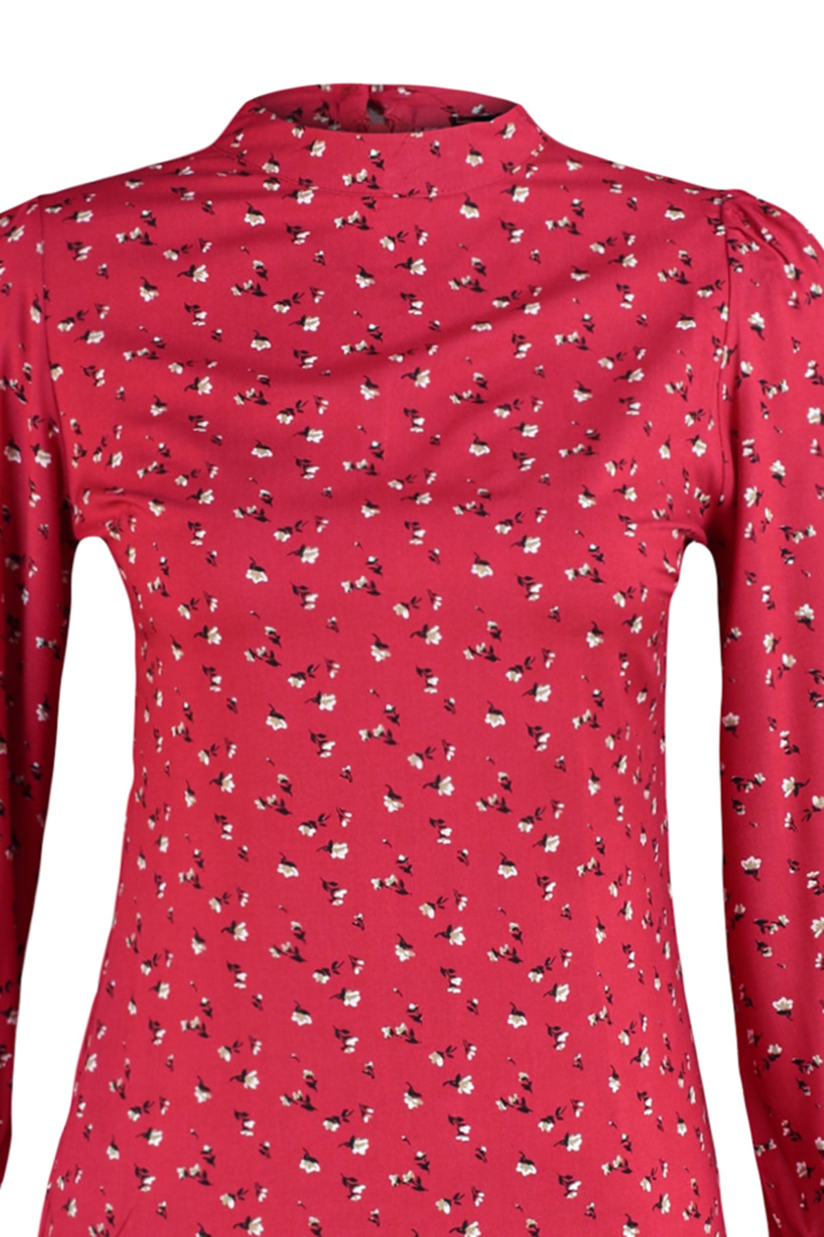 Trendyol Red High Neck Flounce Mini Rochie țesută țesută