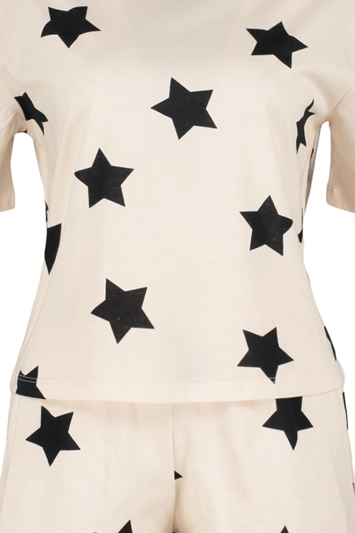 Trendyol Light Pink 100% Cotton Star Patterned Shorts Knitted Pajama Set