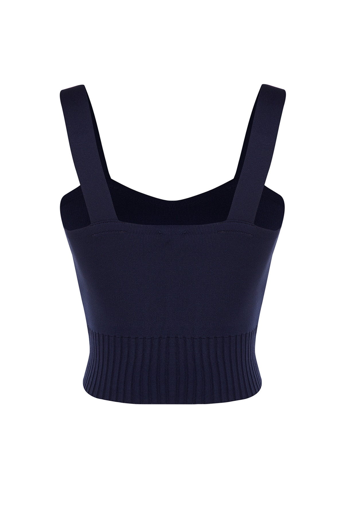 Trendyol Navy Blue Sweetheart Neck Crop Knit Blouse