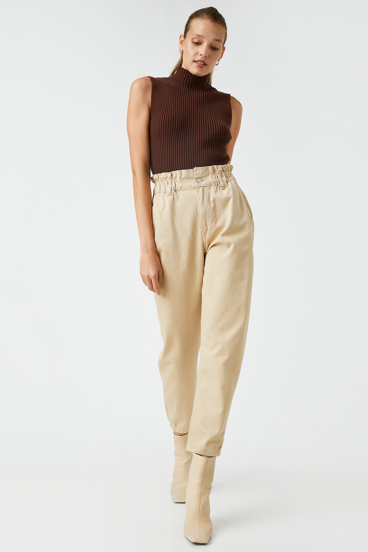 Koton Women's Camel Hair Trousers