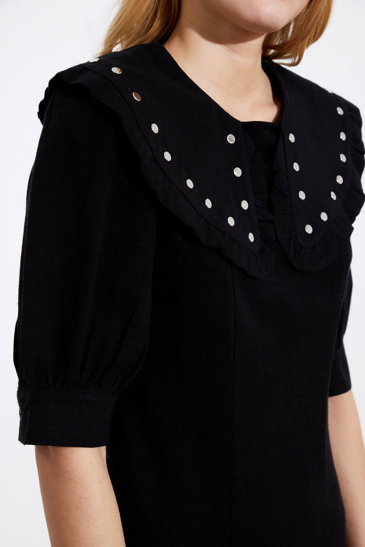 Trendyol Guler negru rochie detaliată