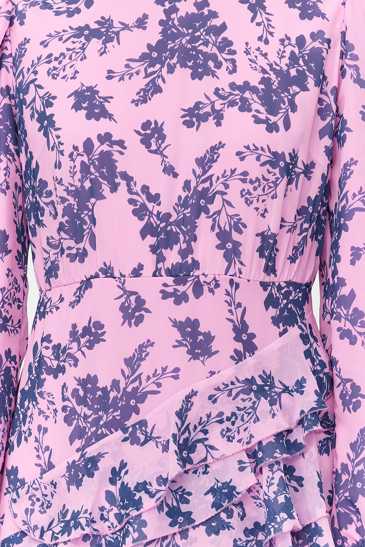 Trendyol Lilac Floral Skirt Frilly Lined Woven Chiffon Dress