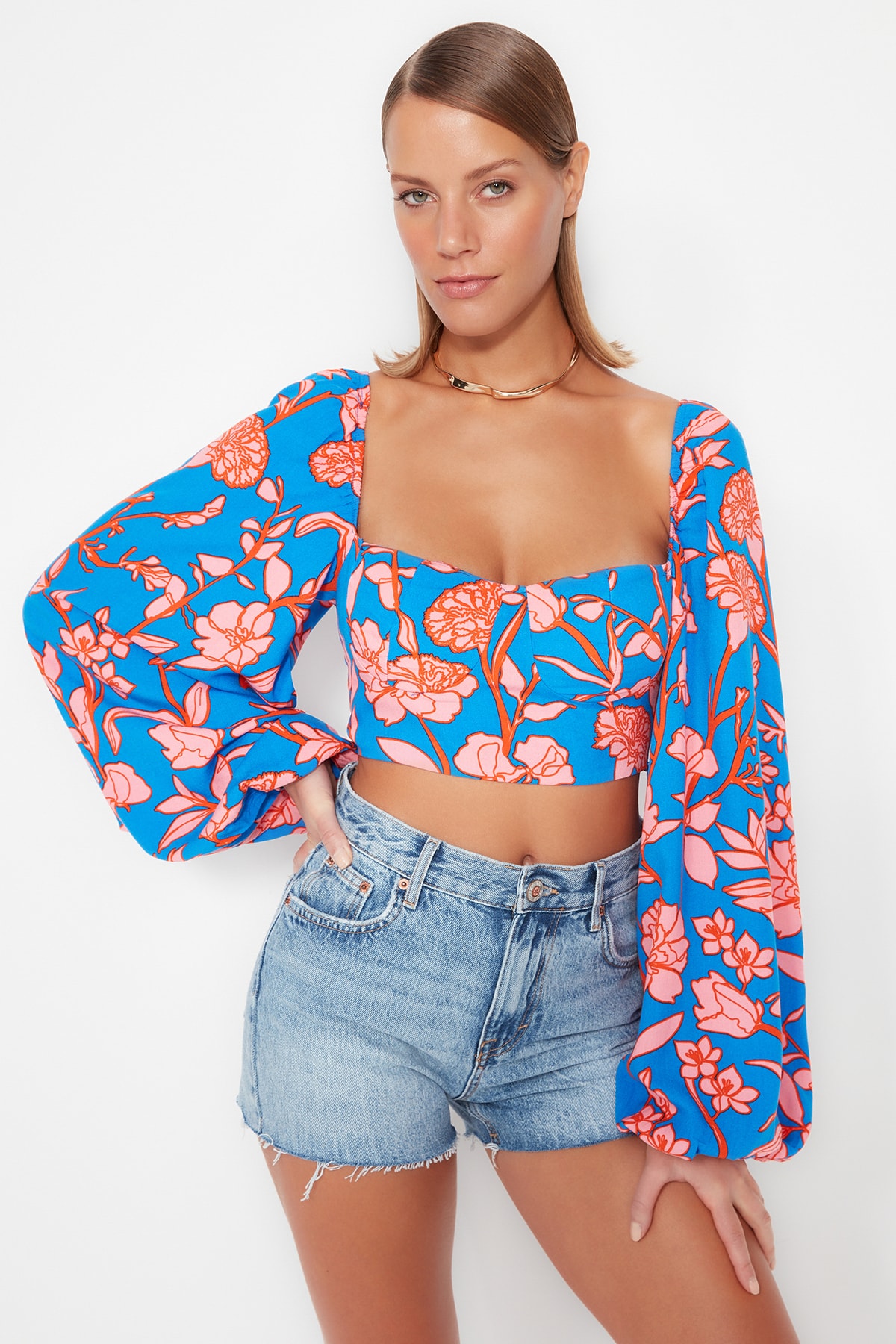 Trendyol Blouse - Blue - Slim fit
